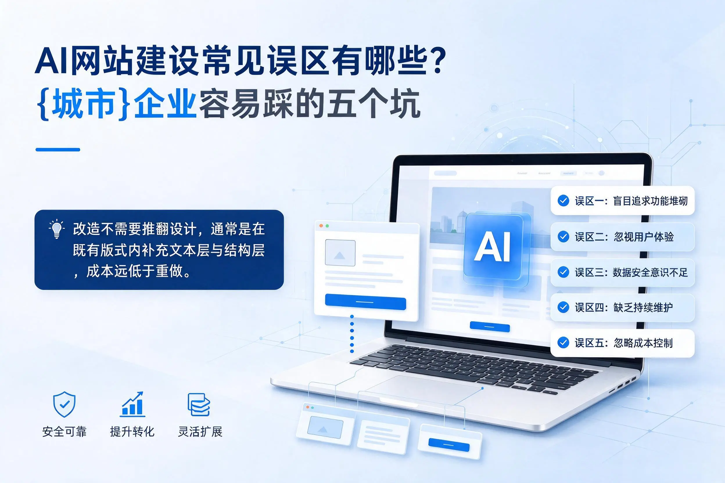 AI网站建设常见误区有哪些？昌吉企业容易踩的五个坑