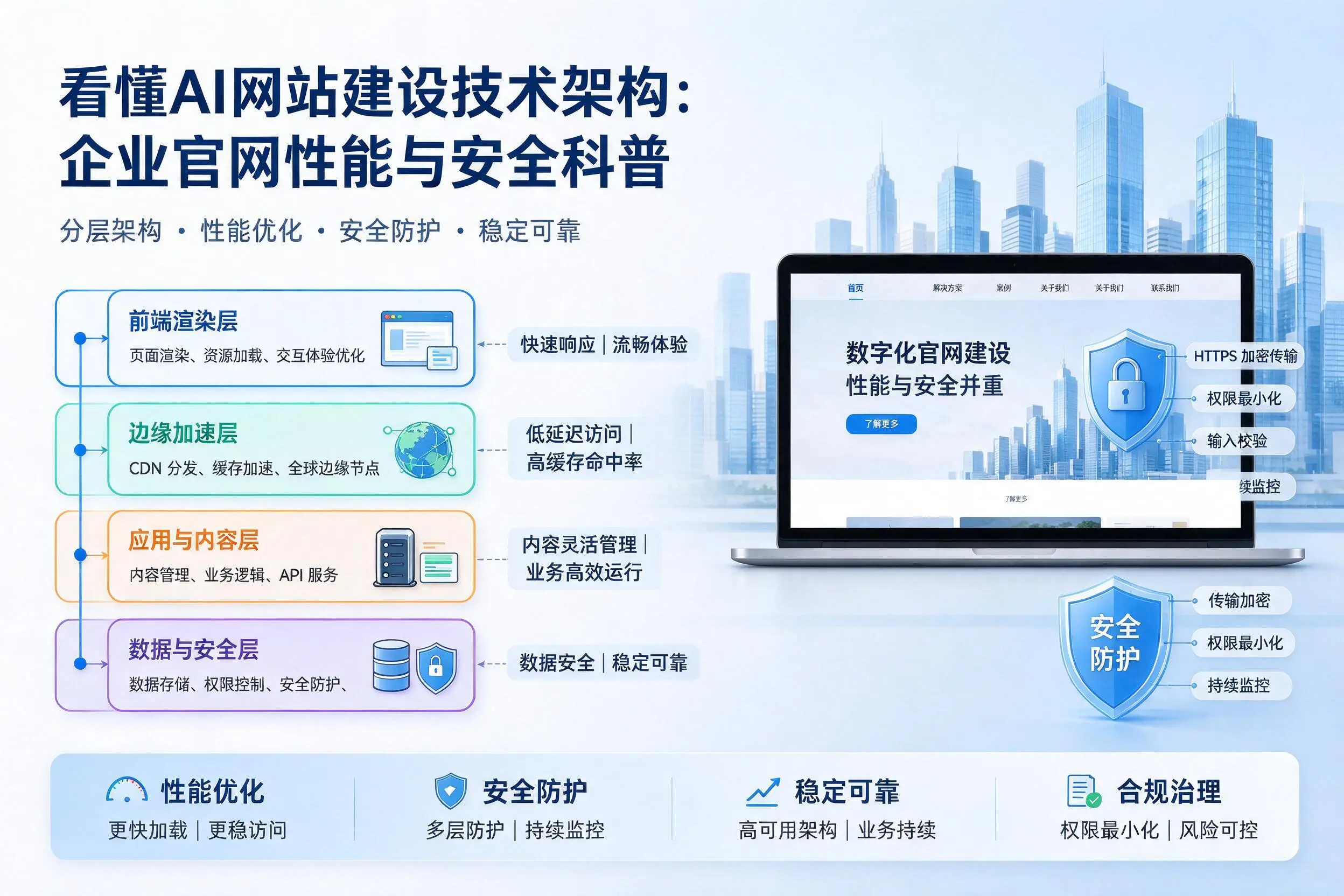 看懂AI网站建设技术架构:昌吉企业官网性能与安全科普