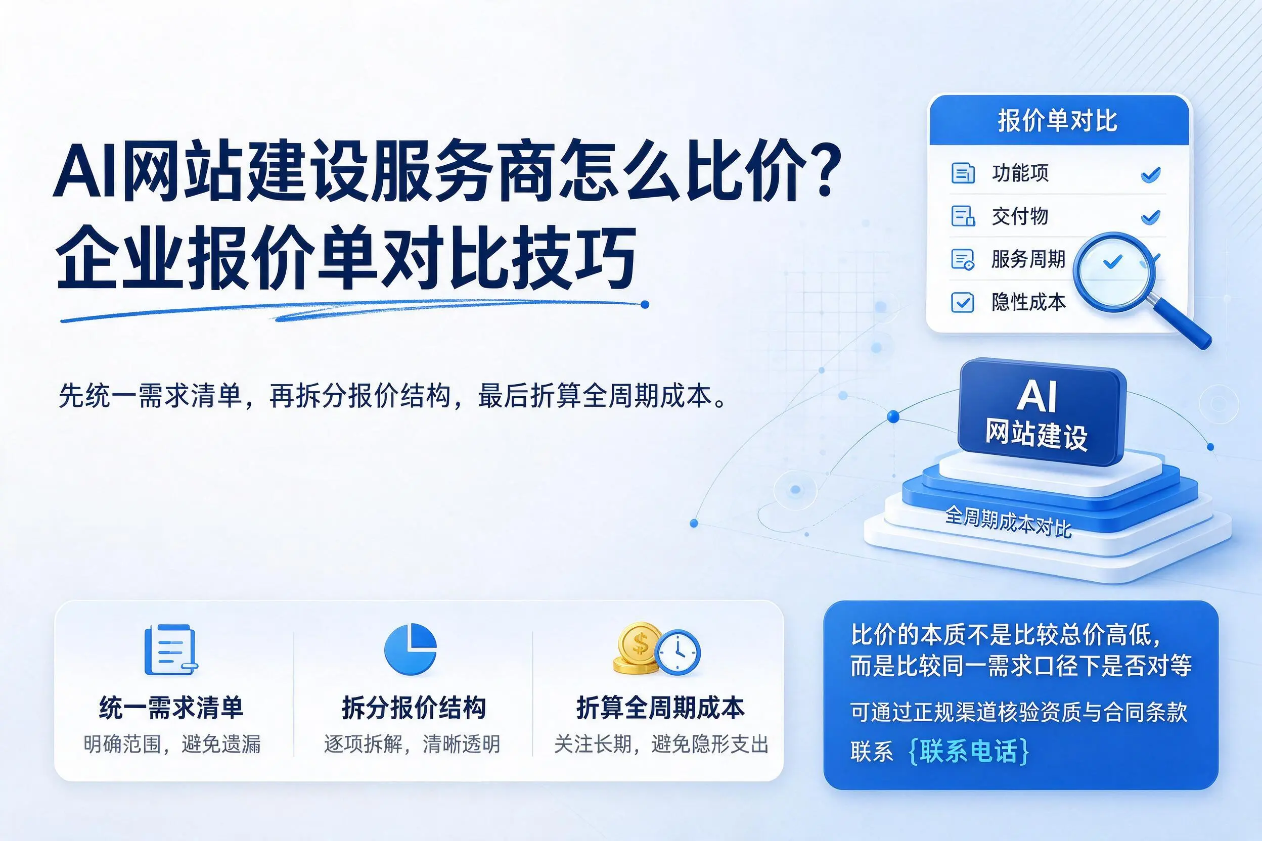 AI网站建设服务商怎么比价?昌吉企业报价单对比技巧