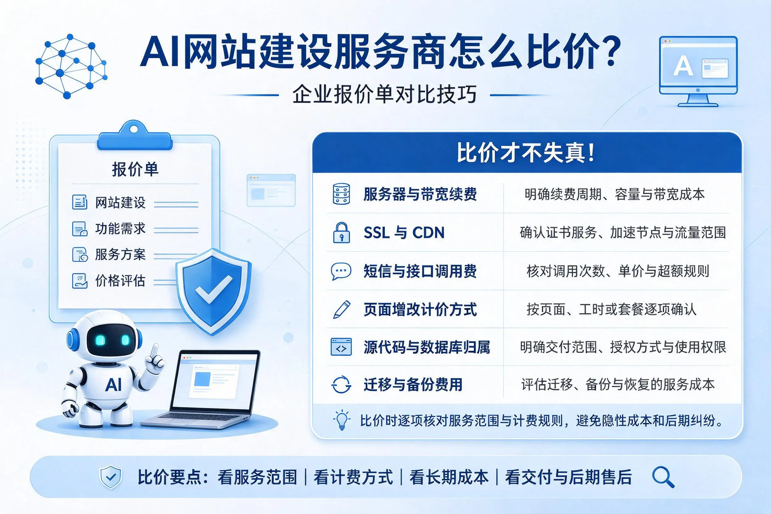 AI网站建设服务商怎么比价?昌吉企业报价单对比技巧