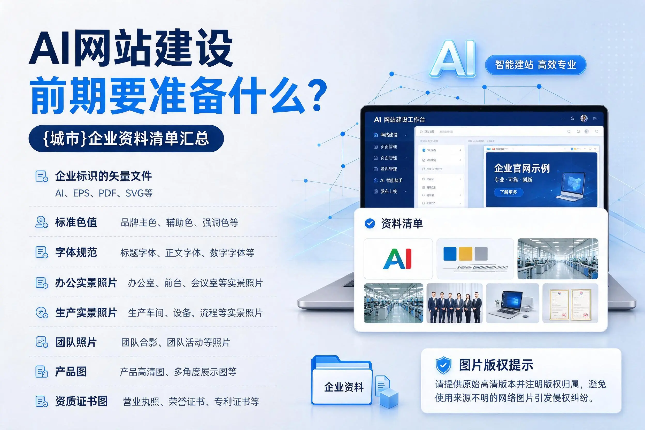 AI网站建设前期要准备什么？昌吉企业资料清单汇总