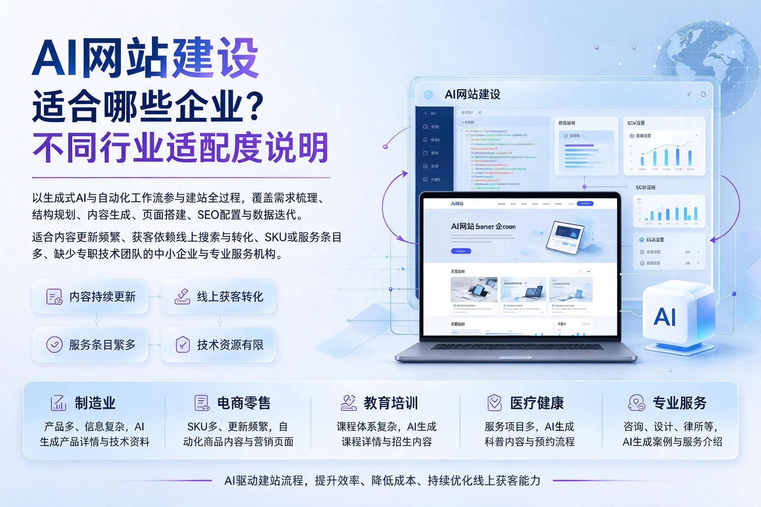 AI网站建设适合哪些企业？昌吉不同行业适配度说明